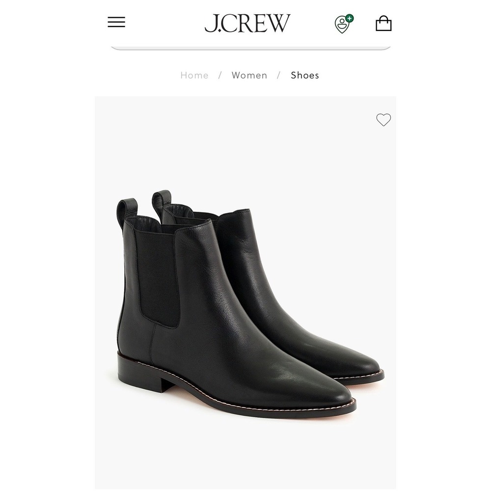 J.Crew Womens Black Leather Pointed Toe Chelsea Ankle Boots AB131 Size 9